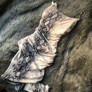 Snake Mesh Maxi Dress Slit Spaghetti Strap M